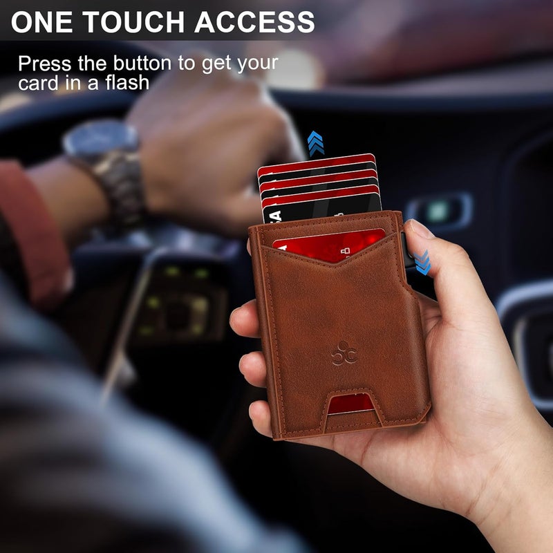SEMORID Wallet for Men Wallet with Slim Pop Up Card Holder 9-13 Cards, Bifold Minimalist Smart Wallet RFID Blocking Credit Card Holder with ID Window & Stretchable Cash Slot Compact Metal Aluminum Card Case - Image 2